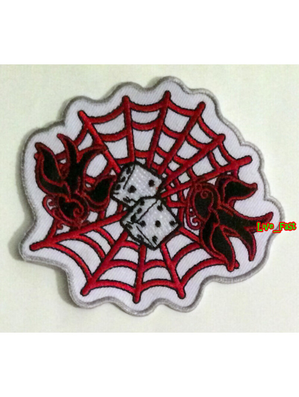 SPIDER WEB DICE SWALLOWS PATCH EMBROIDERED IRON ON retro rockabilly psychobilly